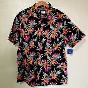 Hurley Hawaiian Shirt Men XXL Cotton Button Up Tropical Short Sleeve Casual